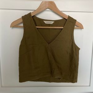 Elizabeth Suzann Polly Crop olive linen XXS